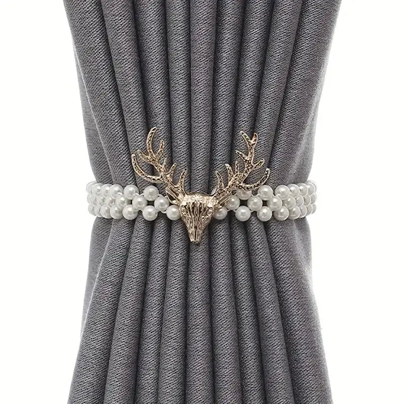 accessoires fenêtre élégants tête cerf dorées fixations rideaux vintage decoration