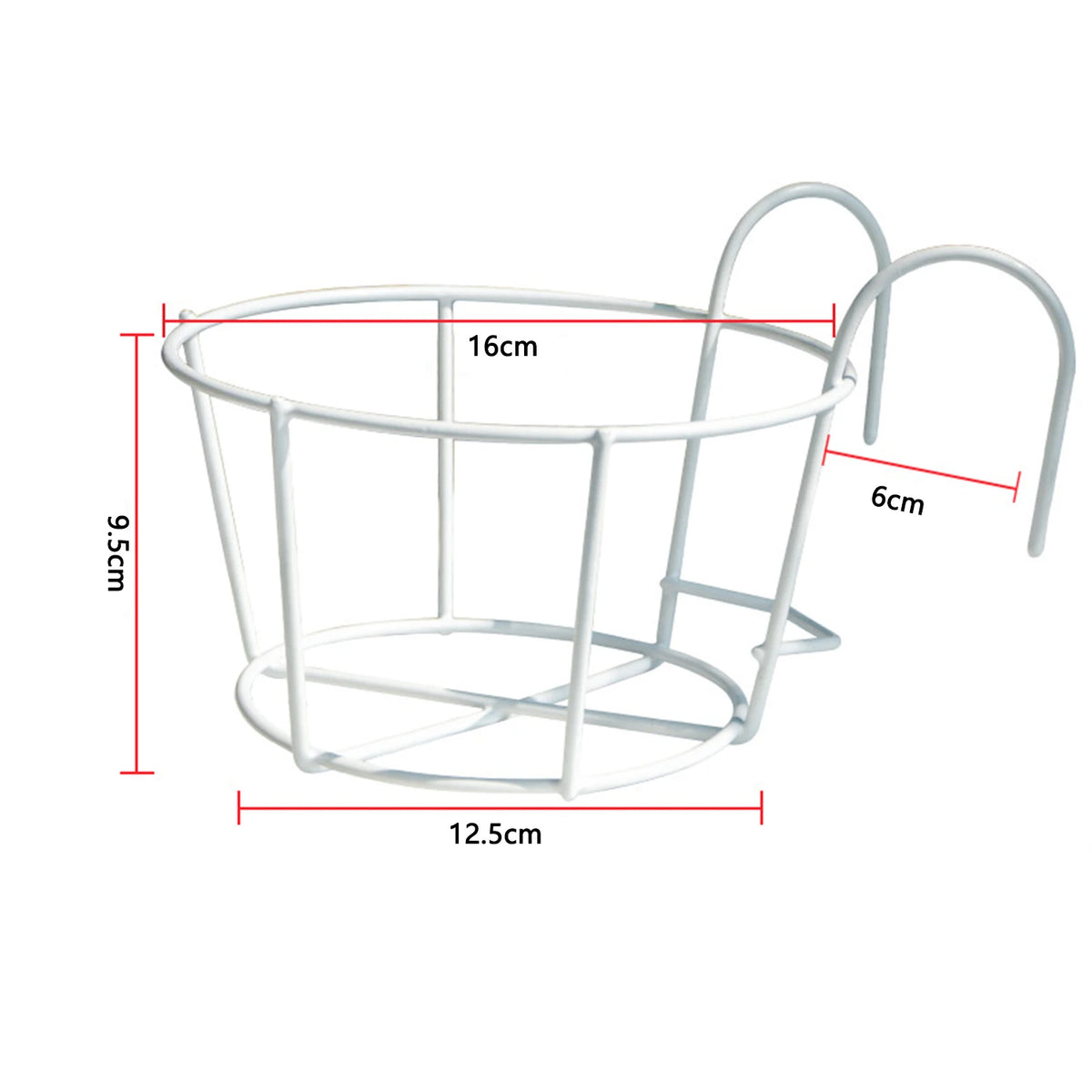 support pot fleurs rond fer noir blanc moderne clips balcon jardinage