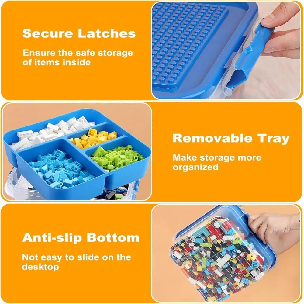 boîtes rangement jouets plastique rouge bleu jaune vert modernes compartiments internes couvercle pratique