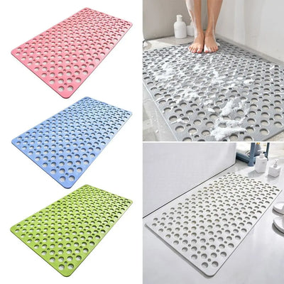 Grand tapis de bain antidérapant TPE extra poreux en couleur blanche sur fond de salle de bains moderne