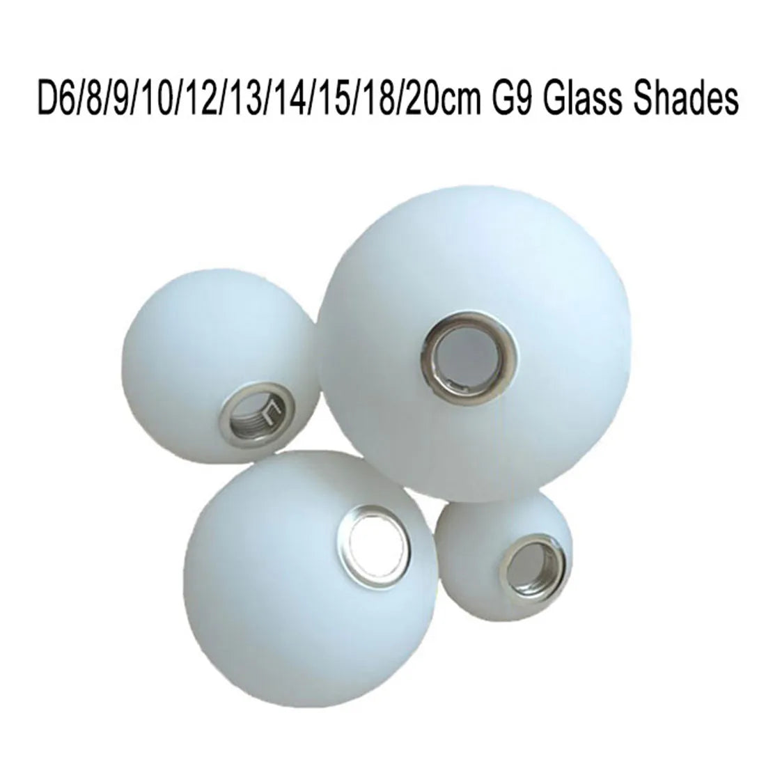 abat jour sphérique moderne blanc translucide eyelets verre aluminium variante 6cm 8cm 9cm 10cm
