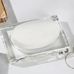 support savon moderne élégant transparent facettes géométriques contemporain or noir