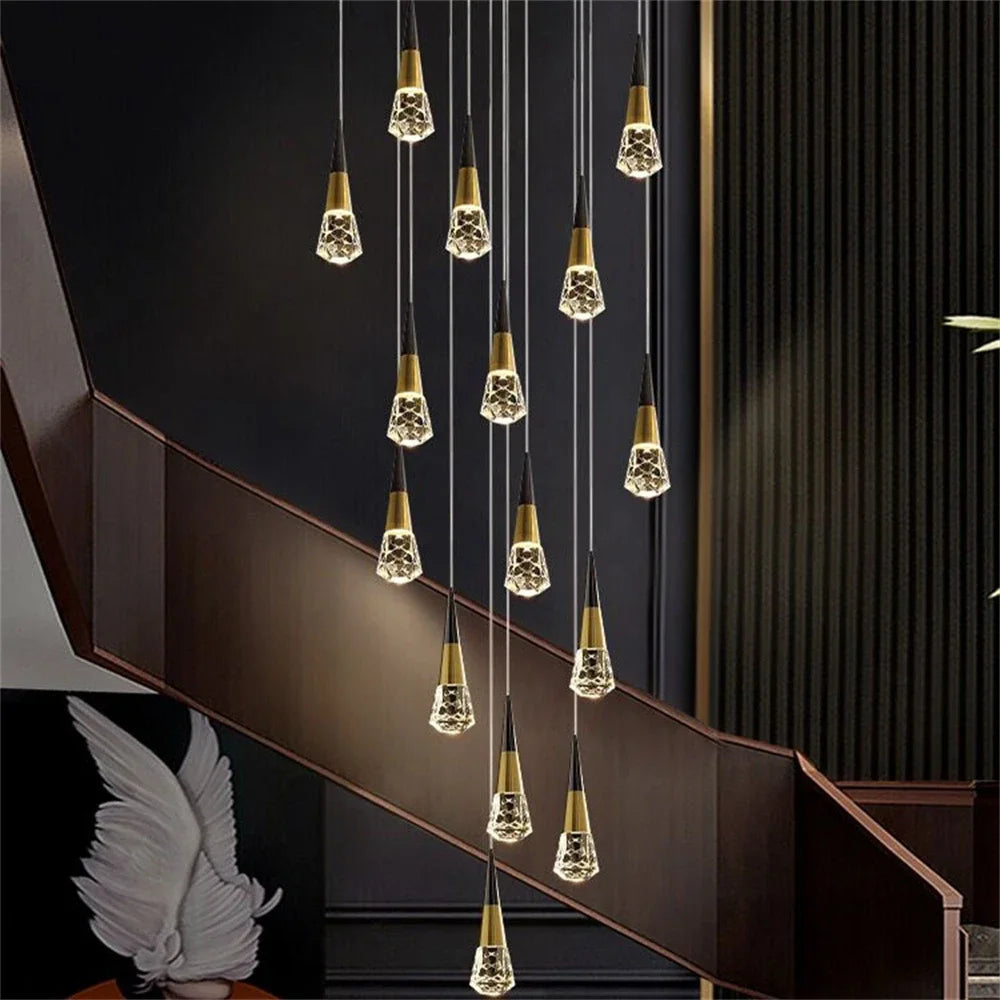suspension lumineuse moderne élégante noir doré transparent câble ajustable led 90 260v 249 2000lm