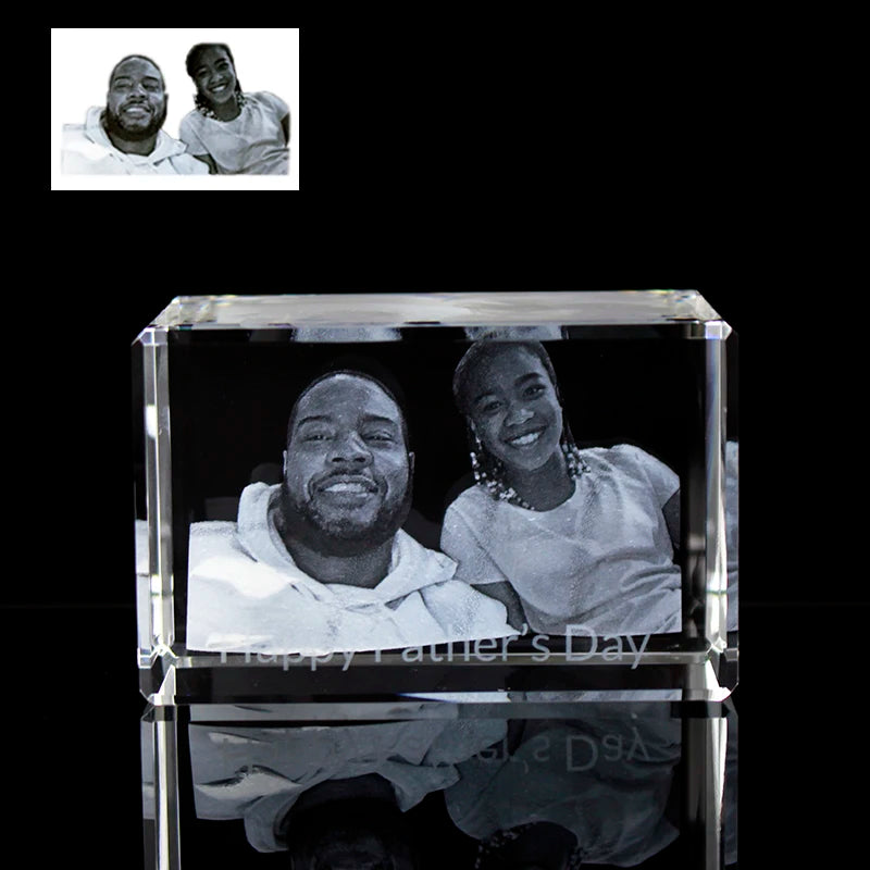 Cadre photo cristal personnalisé gravé laser