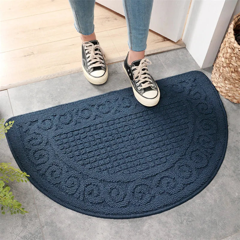 tapis demi circulaire moderne rouge bleu marine vert spirales polyester antidérapant salle bain chambre