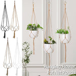 sacs fleurs suspendus macramé boho noir blanc anneaux métalliques rustique