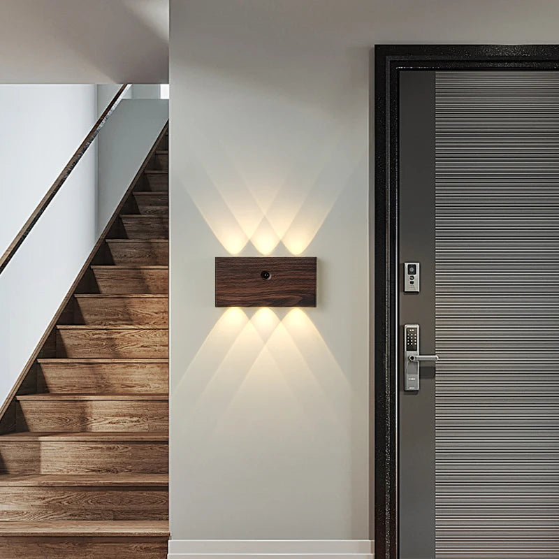 applique murale led bois naturel minimaliste interrupteur tactile éclairage cuisine contemporain murale rechargeable