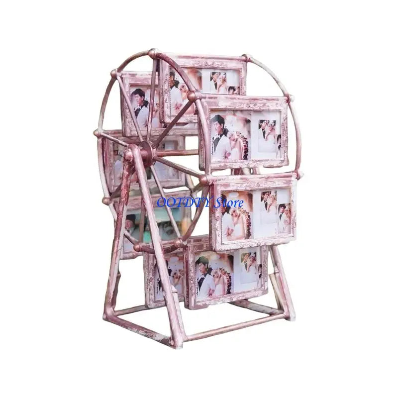 cadre photo or vieilli grande roue vintage métal décoré blanc souvenirs