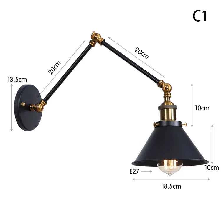 lampe murale articulée or industrielle vintage chambre cuisine salle manger