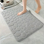tapis bain gris moderne texture cailloux absorption eau antidérapant polyester pvc machine wash oblong