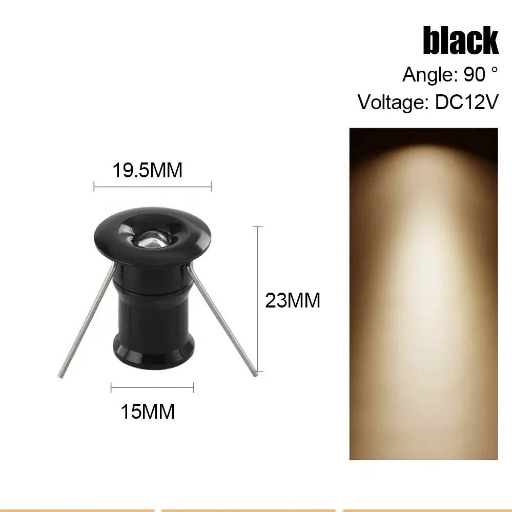 projecteur led noir spot 1w 12v 90deg alu moderne chambre
