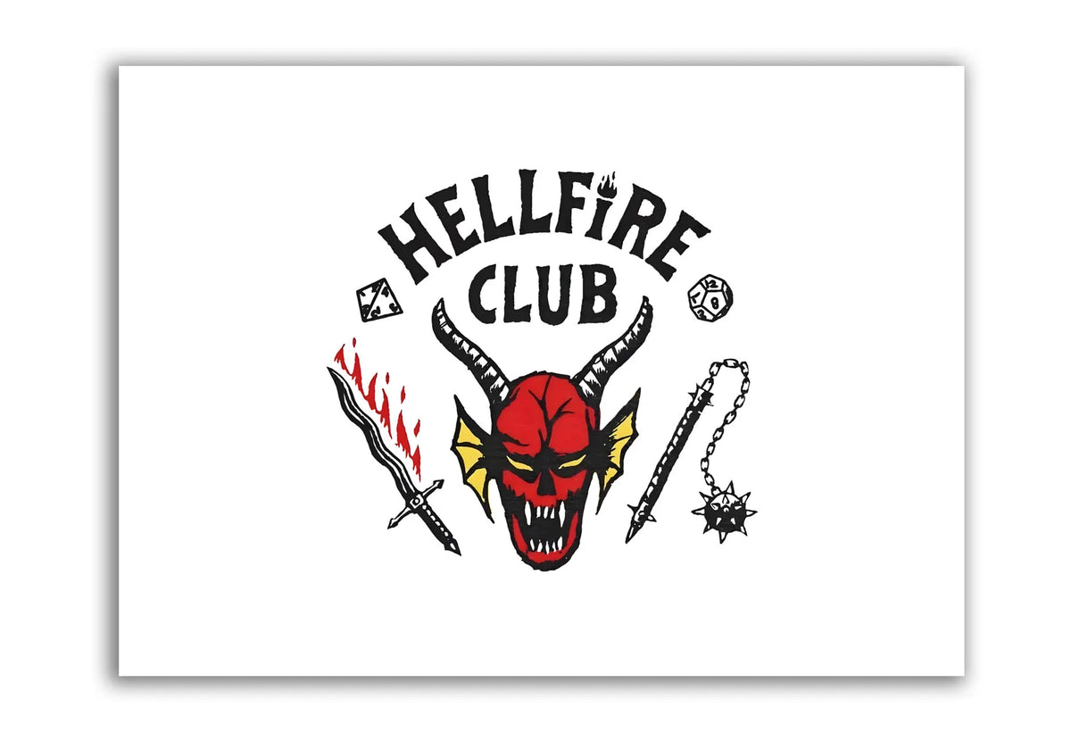 tapisserie gothique démon horreur hellfire club gris clair illustration graphique salon chambre coucher 150cm