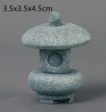 décoration table zen pierre miniature lanterne japonaise arbre branches mousse rocher gris vert traditionnelle