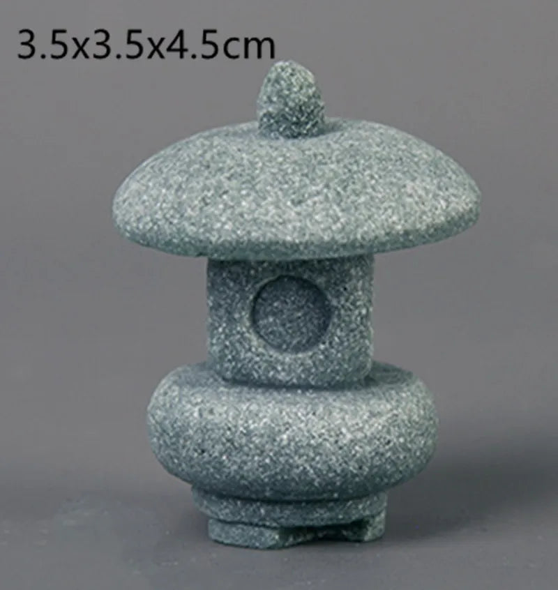 décoration table zen pierre miniature lanterne japonaise arbre branches mousse rocher gris vert traditionnelle