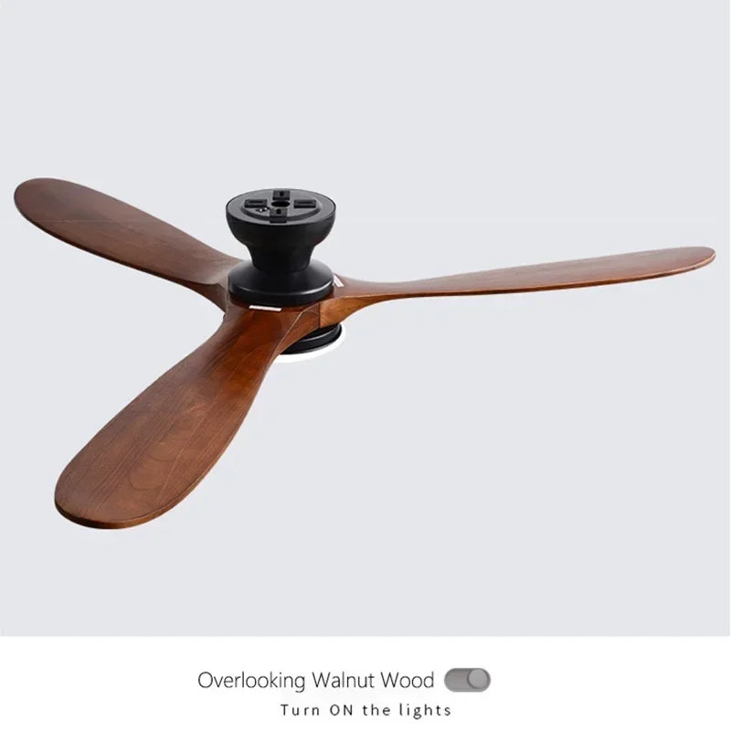 ventilateur moderne led bois naturel blanc lampe intégrée télécommande flux lumineux certifications vde ul