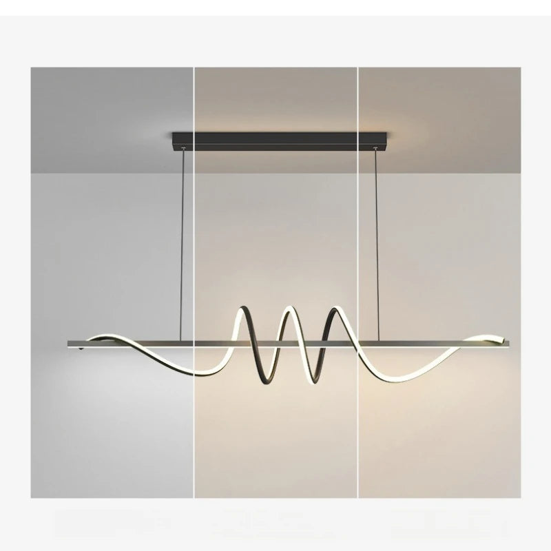 suspension lumineuse moderne spirale noir blanc métal câble 100cm 120cm