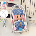 sac main transparent moderne chaîne métallique personnage peluche pompons colorés tendance adulte fille garçon