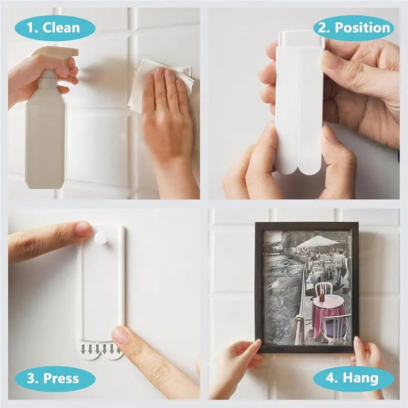 adhésifs rubans blancs fixations cadres muraux sans clous multiples utilisation damfree strips modernes