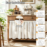 rideau table beige clair rayures horizontales fines classique fixations velcro dimension 100x55cm