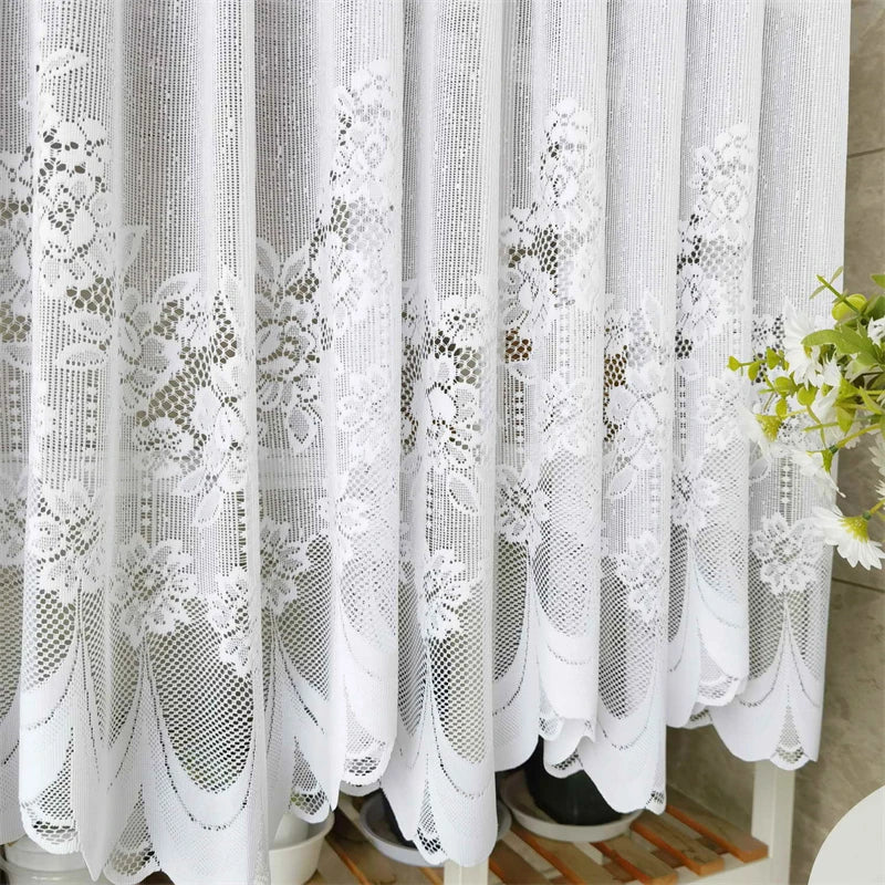 rideau blanc dentelle fleurs peony translucide fenetre classique romantique deco balcon
