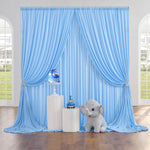 rideau bleu clair polyester moderne poignées 5ft 7ft 8ft 10ft opaque fête