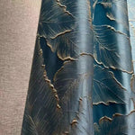 rideau polyester feuilles dorées gris clair beige haut standing salon chambre moderne français