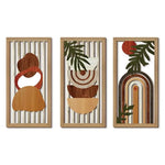 panneaux decoratifs bois clair geometrie feuilles palmier boheme moderne minimalist arcs formes abstraites