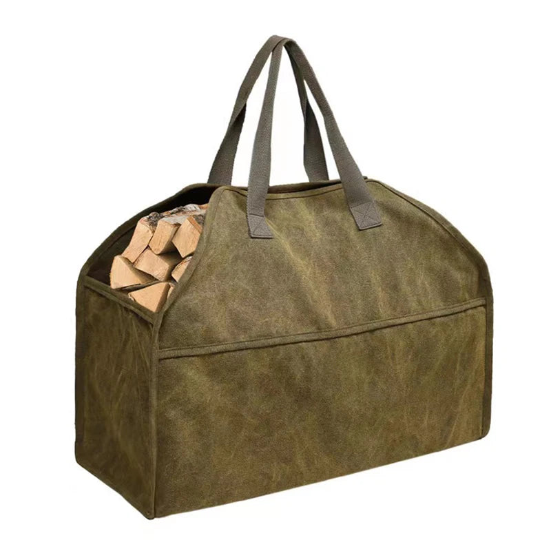 sac bois toile réutilisable multi usages vert olive rustique campagne poignées renforcées fermé velcro