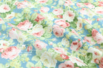 tissu coton imprimé fleurs roses carreaux vert bleu vintage romantique bricolage patchwork coussins rideaux