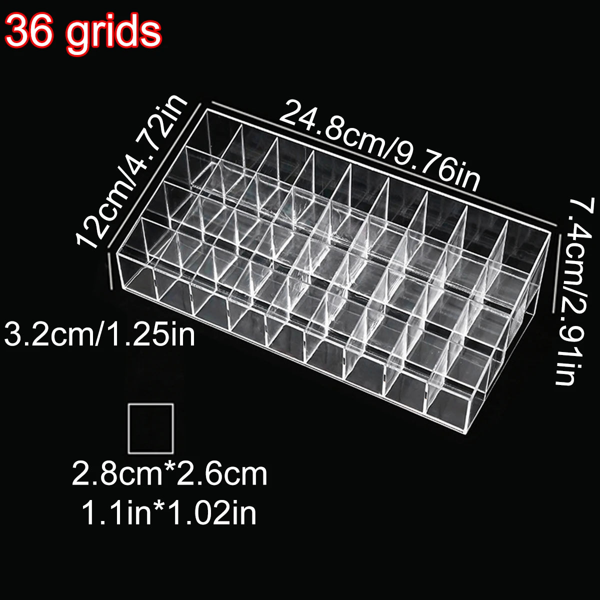 présentoir transparent moderne 24 grilles petites grandes 36 40 rouges lèvres acrylique minimaliste rechargeable