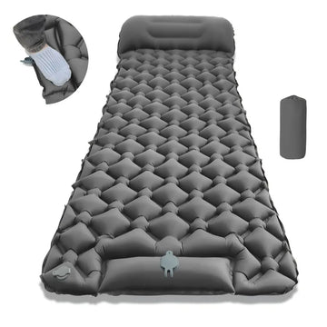 matelas gonflable camping pliant pompe main sac rangement oreiller randonnée