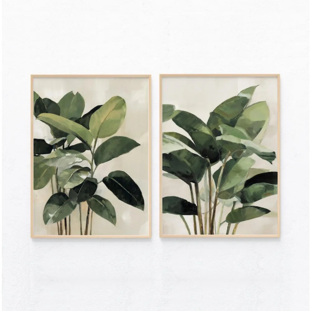 tableau moderne minimaliste feuilles plantes verte toile sans cadre chambre salon 20x30cm 30x40cm 40x60cm
