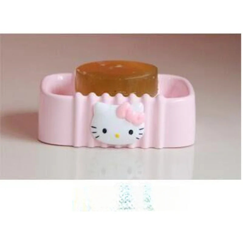 porte savon hello kitty céramique rose fleurs décoration enfantine salle bain mignonne barres verticales