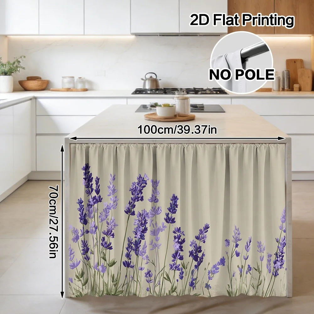 rideau cuisine fleur lavande violet beige clair classique machine wash polyester