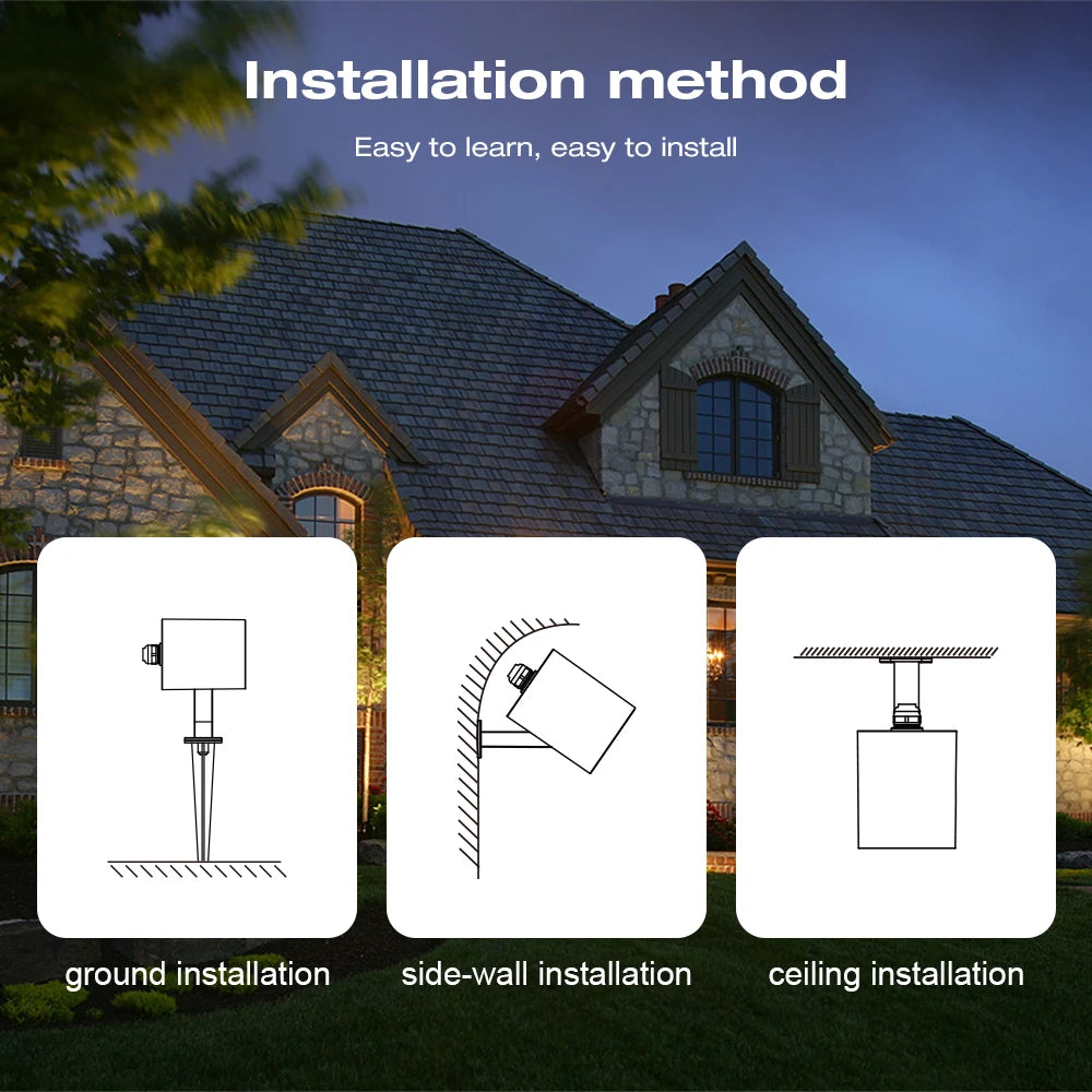 projecteur jardin led noir ip66 moderne câble contrôleur facileextérieur