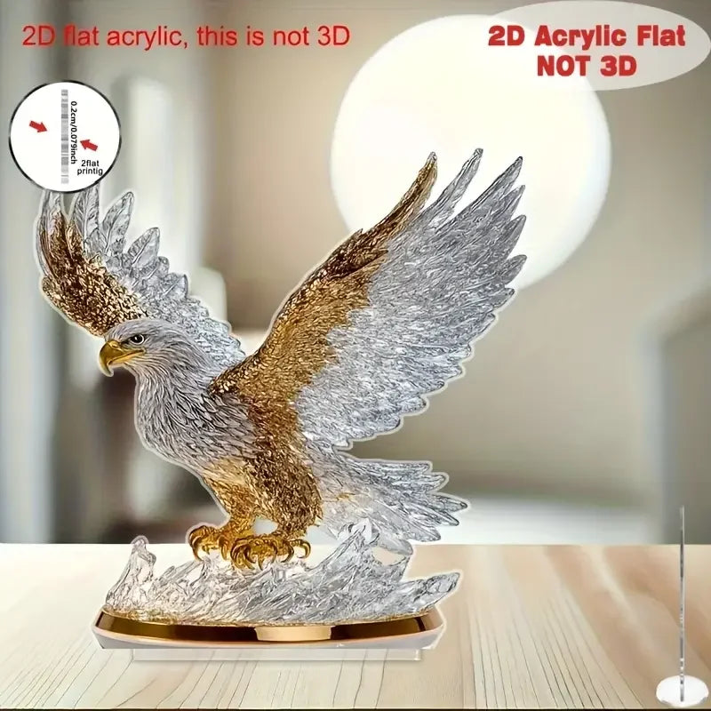 décoration sculpture aigle transparent doré moderne brillance effet métallique base plate