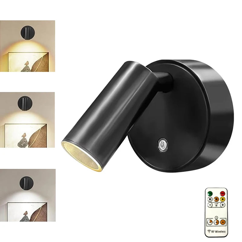 lampe murale rechargeable led rotation 360 moderne noir blanc télécommande