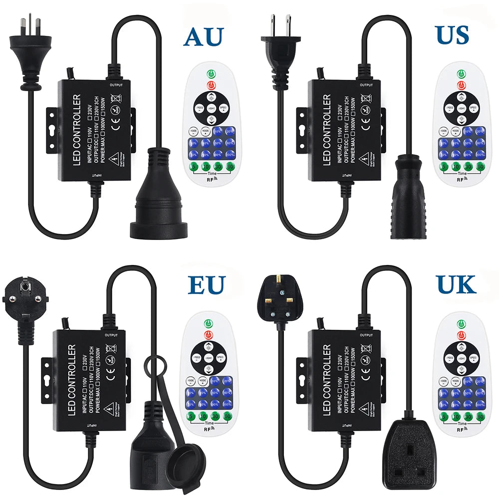 contrôleur led variateur 1500w télécommande prise murale certifications lvd cem fcc ul rohs moderne