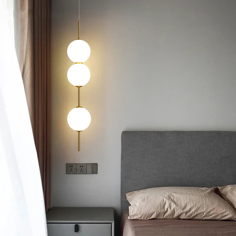 lumière suspendue moderne verre opalescent tête lit décorative chambre minimaliste