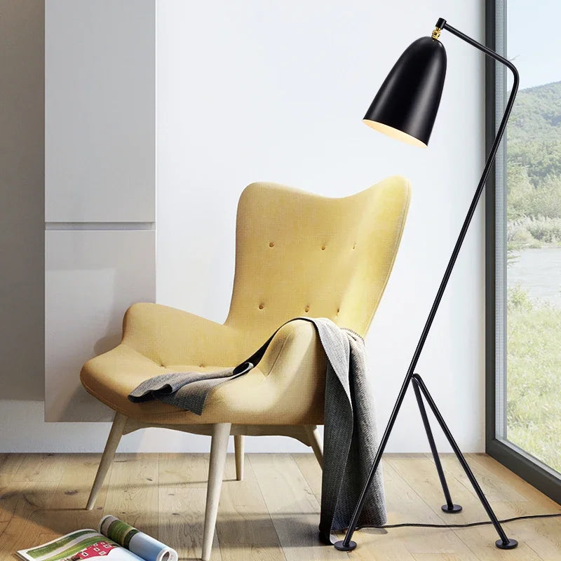 lampe sol moderne noir jaune blanc vert rose gris led interrupteur bouton