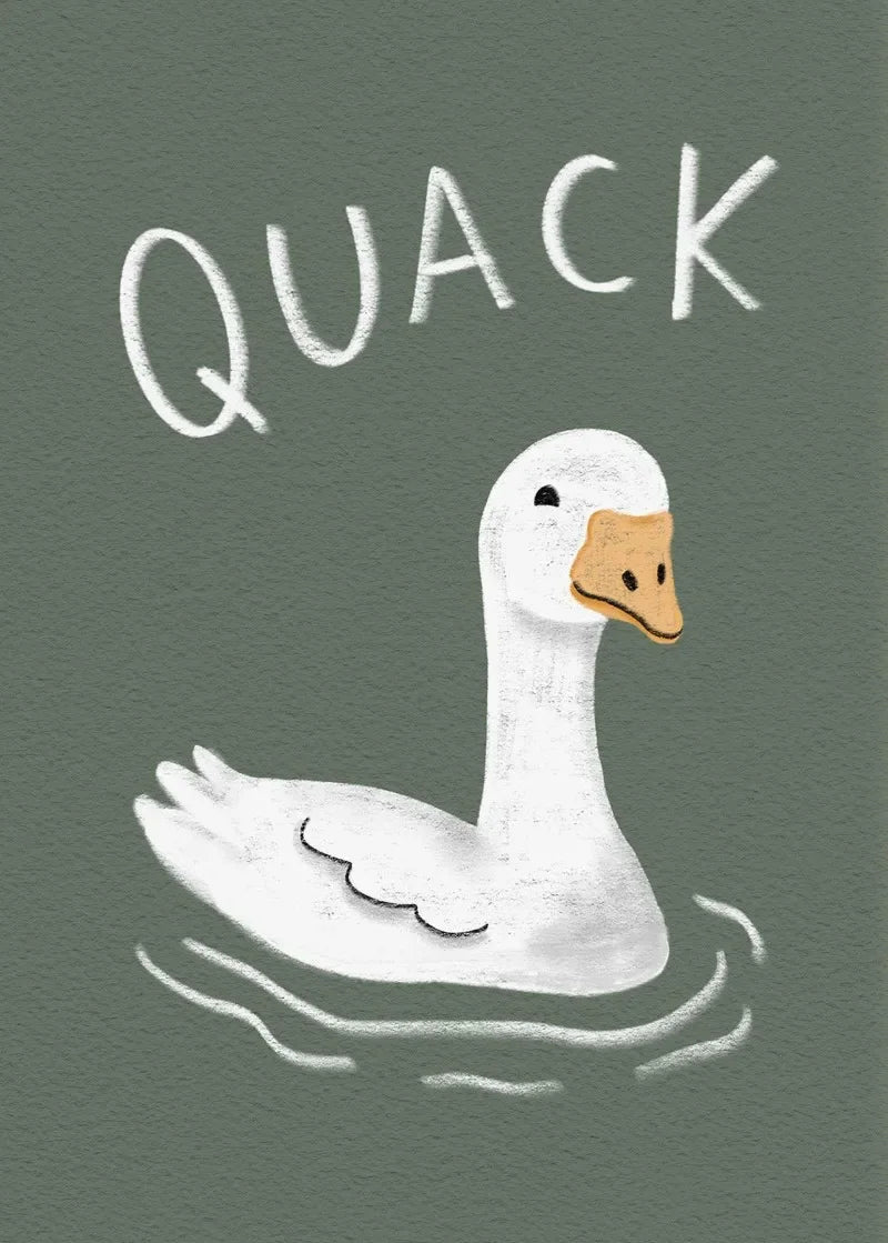 décoration murale aquarelle canards quack illustration minimaliste vert olive chambre salon erotique