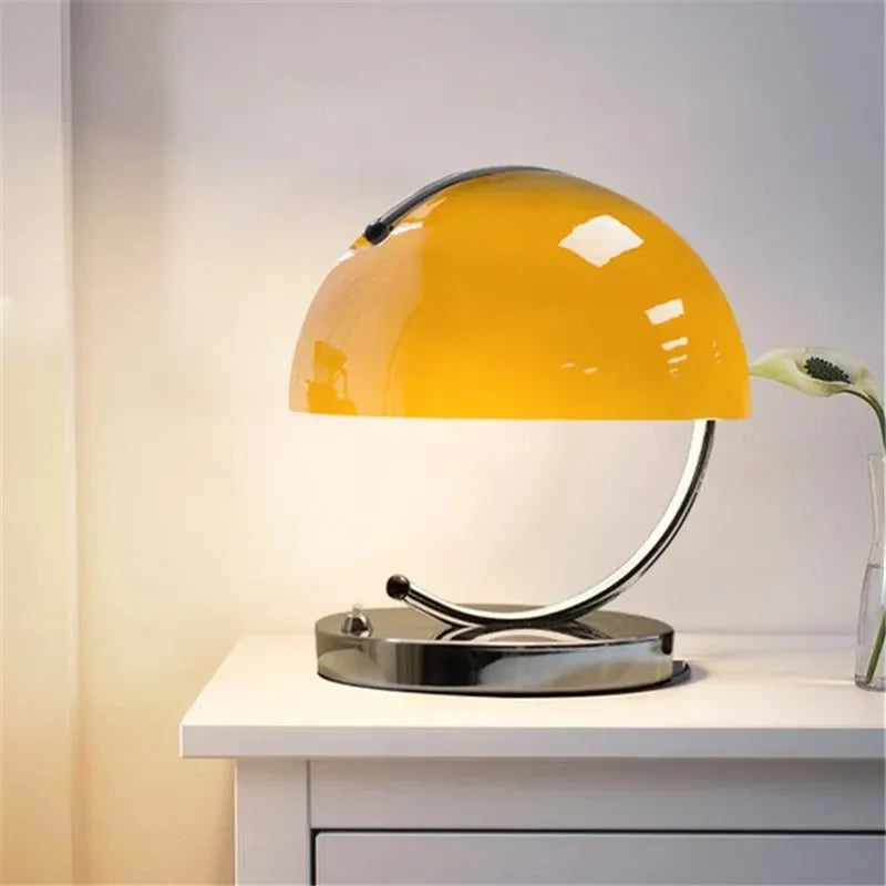 lampe table moderne jaune blanc rouge verre métal interrupteur câble alimentation easy use