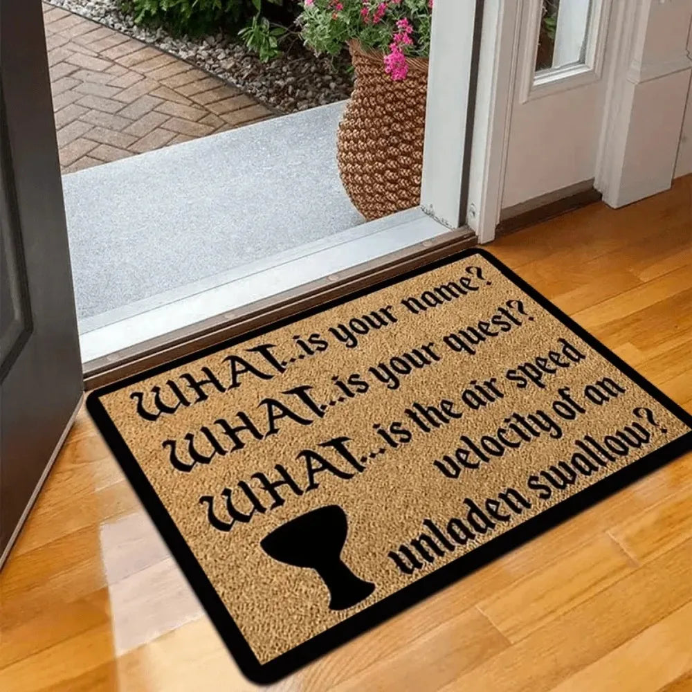tapis d'entrée marron clair noir texte imprimé coquillage antidérapant moderne salon chambre coucher