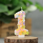 bougies décoratives chiffres fleurs paillettes anniversaire mariage multicolore blanc festive tringle fixe