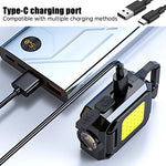 lampe torche led rechargeable clips aimant porte clés noir bleu jaune COB tactile type