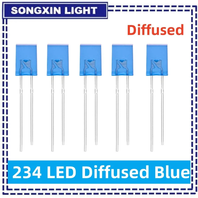 LED bleue rouge blanche jaune diffusée 2x3x4mm opaque rectangulaire 100 pièces