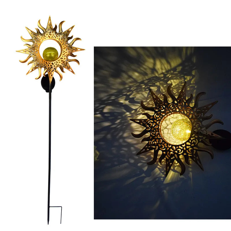 lumière solaire or artisanale étoiles motifs floraux oiseau jardin décoration extérieure