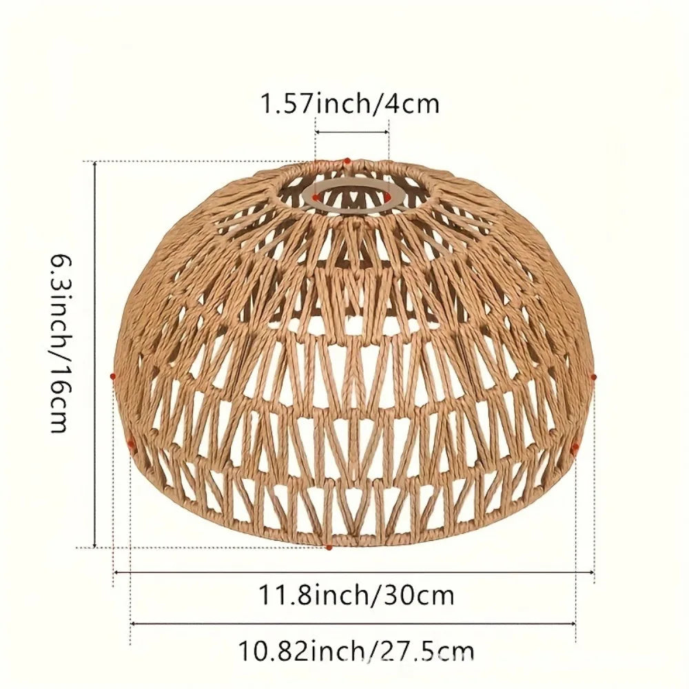 abat jour tressé boho naturel beige luminaire suspendu vintage opalescent