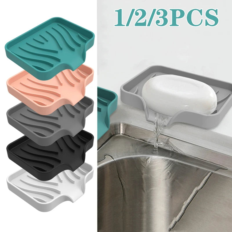 support savon silicone auto drainant adhésif moderne salle bain évier cuisine couleur unie
