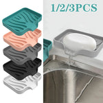 support savon silicone auto drainant adhésif moderne salle bain évier cuisine couleur unie